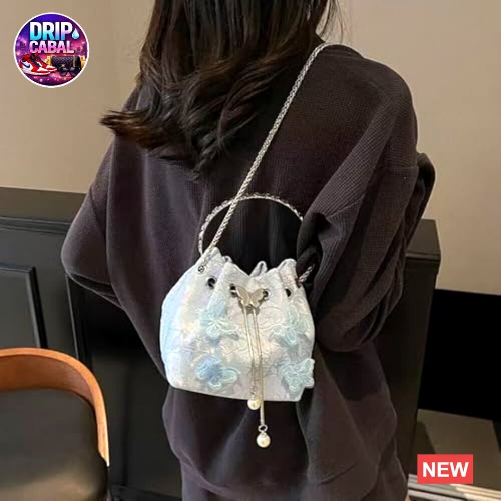 Elegant Rhinestone Evening Bag Floral Embroidery Mini Crossbody Clutch Formal - Picture 7 of 7